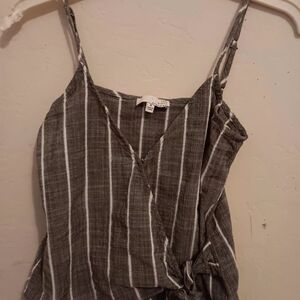 🩷Ten Sixty Sherman Tank Top, Women's  Small Gray White Wrap Tie Spaghetti Strap